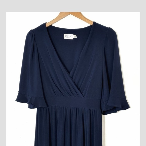 Eliza J Faux Wrap Dress Flutter Sleeve Elastic Waist V-Neck Surplice Bodice 10 - Picture 9 of 11